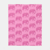 Fractale wervelolifant, fuchsia roze fleece deken (Voorkant)
