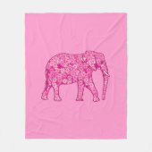 Fractale wervelolifant, fuchsie en roze fleece deken (Voorkant)