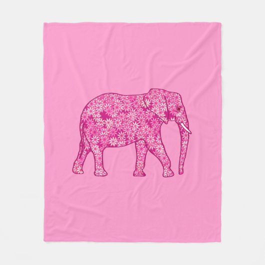 Fractale wervelolifant, fuchsie en roze fleece deken (Voorkant)