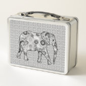Fractale wervelolifant, grijs, zwart en wit (Achterkant)