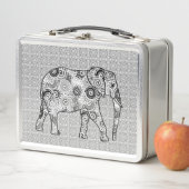 Fractale wervelolifant, grijs, zwart en wit (In situ)