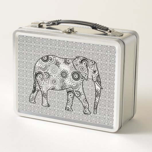 Fractale wervelolifant, grijs, zwart en wit (Voorkant)