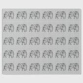Fractale wervelolifant - grijs, zwart en wit cadeaupapier (Vlak)