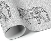 Fractale wervelolifant - grijs, zwart en wit cadeaupapier (Rol Hoek)