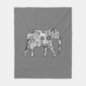 Fractale wervelolifant, grijs, zwart en wit fleece deken (Voorkant)