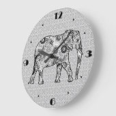 Fractale wervelolifant - grijs, zwart en wit grote klok (Hoek)