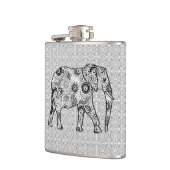 Fractale wervelolifant - grijs, zwart en wit heupfles (Links)