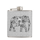 Fractale wervelolifant - grijs, zwart en wit heupfles (Voorkant)