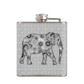 Fractale wervelolifant - grijs, zwart en wit heupfles (Achterkant)