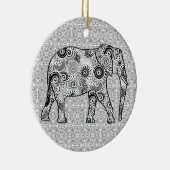 Fractale wervelolifant - grijs, zwart en wit keramisch ornament (Rechts)