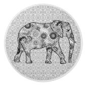 Fractale wervelolifant, grijs, zwart en wit keramische knop (Voorkant)