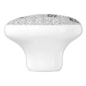 Fractale wervelolifant, grijs, zwart en wit keramische knop (Zijkant)