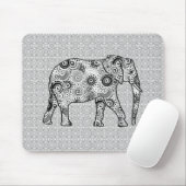 Fractale wervelolifant - grijs, zwart en wit muismat (Met muis)