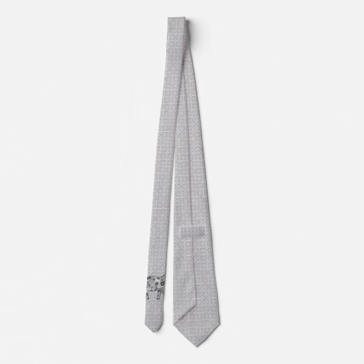 Fractale wervelolifant - grijs, zwart en wit stropdas (Achterkant)