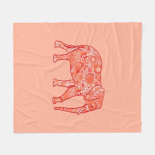 Fractale wervelolifant, koraal sinaasappel en perz fleece deken (Voorkant (Horizontaal))
