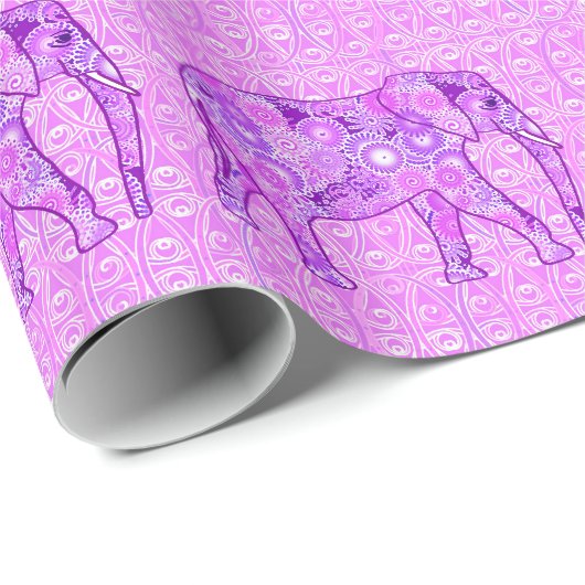 Fractale wervelolifant - paars en orchidee cadeaupapier (Rol Hoek)