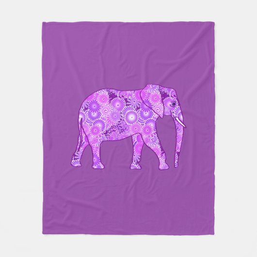 Fractale wervelolifant, paars en orchidee fleece deken (Voorkant)