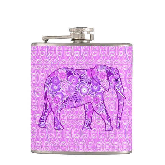 Fractale wervelolifant - paars en orchidee heupfles (Voorkant)