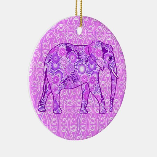 Fractale wervelolifant - paars en orchidee keramisch ornament (Rechts)