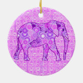 Fractale wervelolifant - paars en orchidee keramisch ornament (Achterkant)