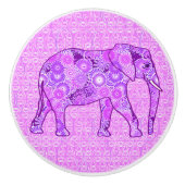 Fractale wervelolifant - paars en orchidee keramische knop (Voorkant)