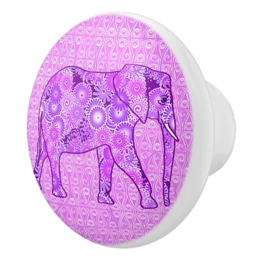 Fractale wervelolifant - paars en orchidee keramische knop (Rechts)