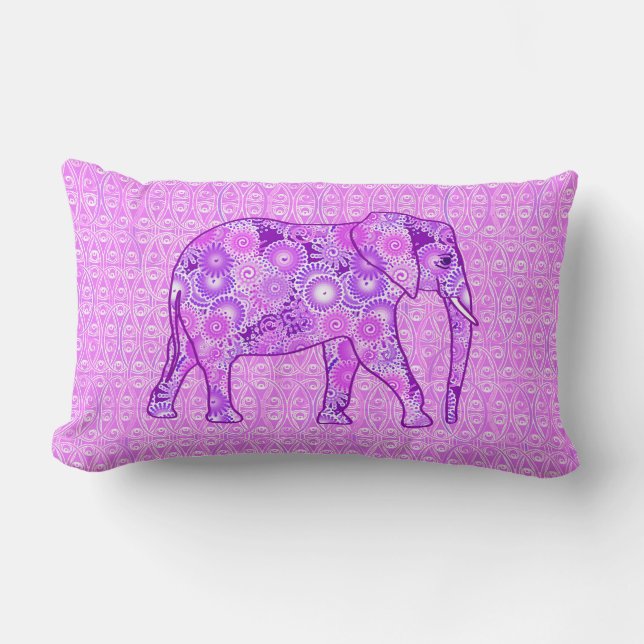 Fractale wervelolifant - paars en orchidee kussen (Voorkant)