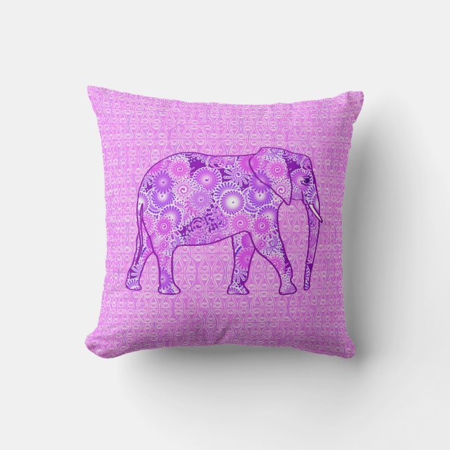 Fractale wervelolifant - paars en orchidee kussen (Voorkant)