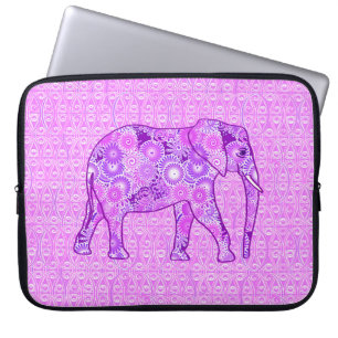 Fractale wervelolifant - paars en orchidee laptop sleeve