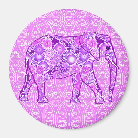 Fractale wervelolifant - paars en orchidee magneet (Voorkant)