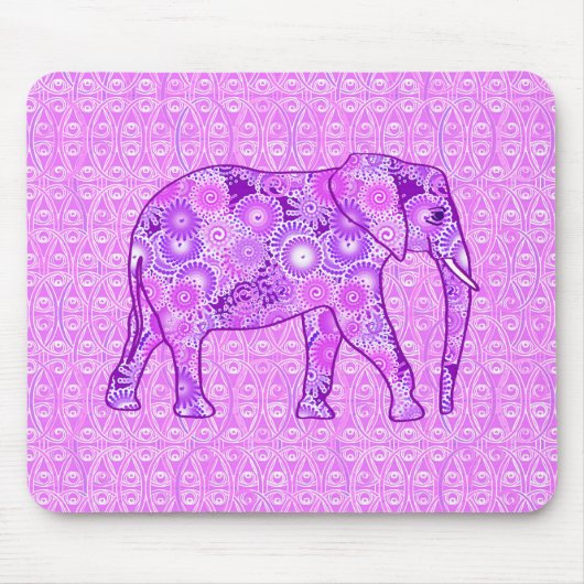Fractale wervelolifant - paars en orchidee muismat (Voorkant)