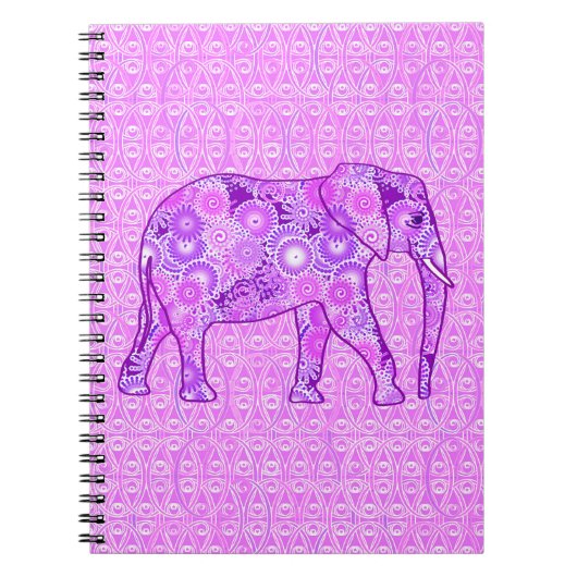 Fractale wervelolifant - paars en orchidee notitieboek (Voorkant)