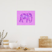 Fractale wervelolifant - paars en orchidee poster (Keuken)