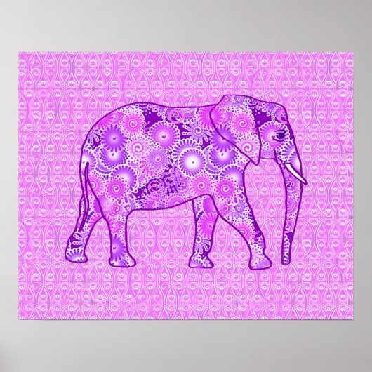Fractale wervelolifant - paars en orchidee poster (Voorkant)