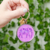 Fractale wervelolifant - paars en orchidee sleutelhanger (Hand)
