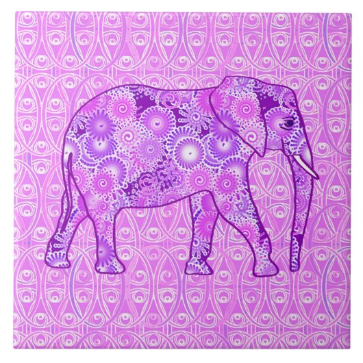 Fractale wervelolifant - paars en orchidee tegeltje (Voorkant)