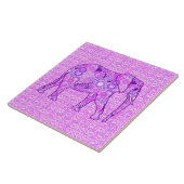 Fractale wervelolifant - paars en orchidee tegeltje (Zijkant)