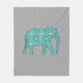Fractale wervelolifant, turkooizen, grijs en wit fleece deken (Voorkant)