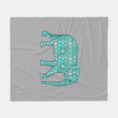 Fractale wervelolifant, turkooizen, grijs en wit fleece deken (Voorkant (Horizontaal))
