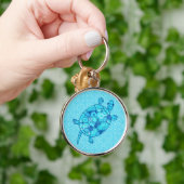 Fractale wervelschildpad - kobalt en turkooisblauw sleutelhanger (Hand)