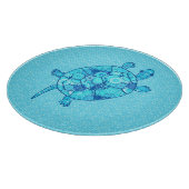 Fractale wervelschildpad - kobalt en turkooisblauw snijplank (Hoek)