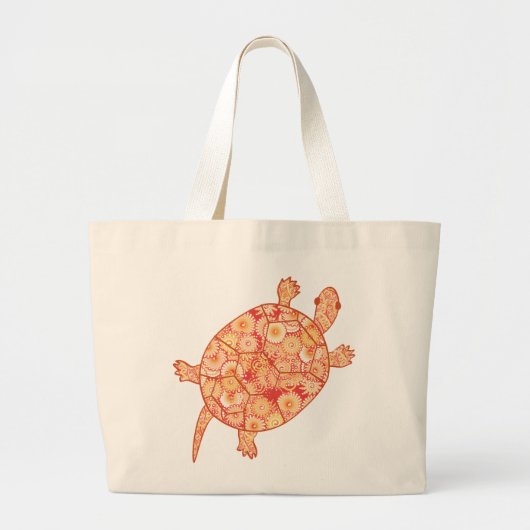 Fractale wervelschildpad - schoppen van mandarijne grote tote bag (Voorkant)