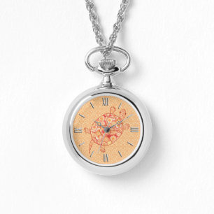 Fractale wervelschildpad - schoppen van mandarijne horloge