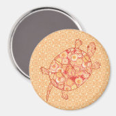 Fractale wervelschildpad - schoppen van mandarijne magneet (Voorkant / Achterkant)