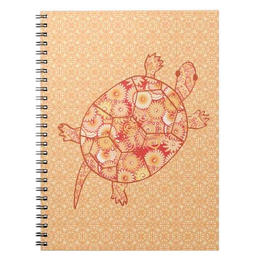 Fractale wervelschildpad - schoppen van mandarijne notitieboek (Voorkant)