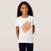 Fractale wervelschildpad - schoppen van mandarijne t-shirt (Voorkant volledig)