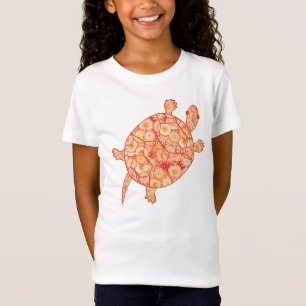Fractale wervelschildpad - schoppen van mandarijne t-shirt