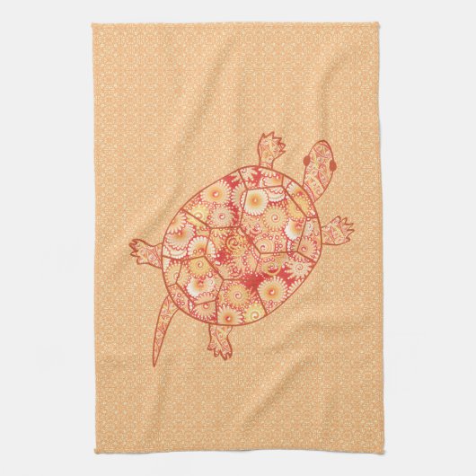 Fractale wervelschildpad - schoppen van mandarijne theedoek (Verticaal)