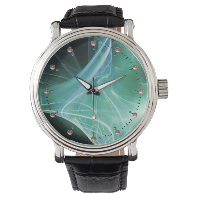 FRACTALE ZWISSELS IN BLAUWGROEN BLAUWE GROENTURQUO HORLOGE (Voorkant)