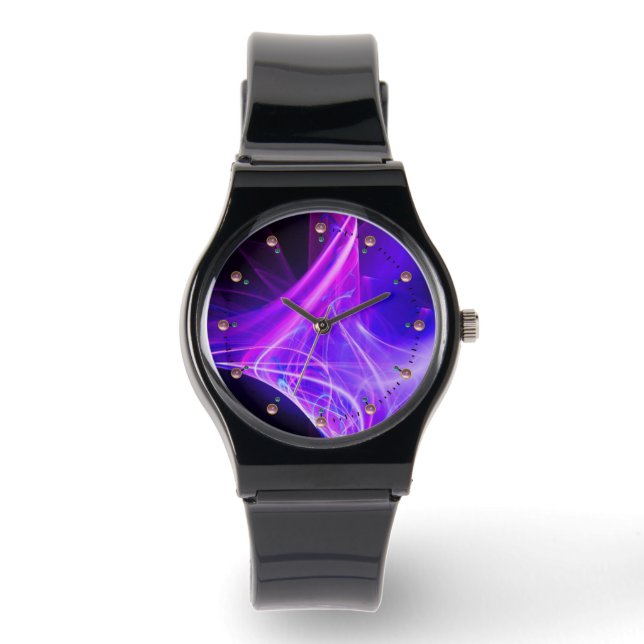 FRACTALE ZWISSELS IN PAARSE PINKBLAUW HORLOGE (Voorkant)